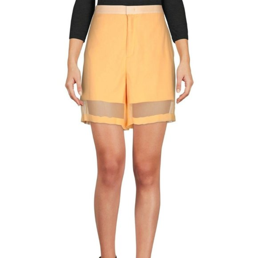 Theyskens' Theory Peach Layered Chiffon Bermuda Shorts